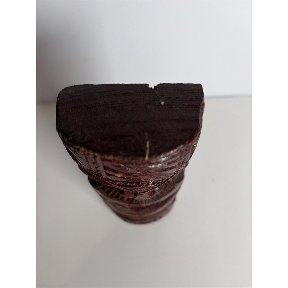 Lono Tiki Idol Statue Hand Carved Hard Wood Signed Hawaii 6" - Picture 6 of 10